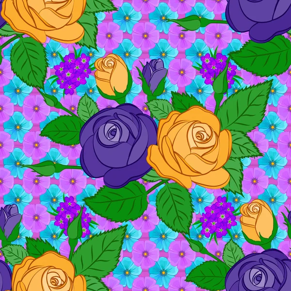 Disegno Floreale Astratto Senza Cuciture Sfondo Viola Ornamento Geometrico Delle — Vettoriale Stock