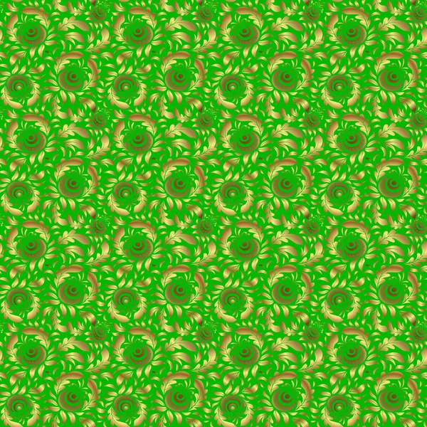 Motif Vert Doré Décoration Orientale Style Baroque Modèle Traditionnel Vectoriel — Image vectorielle