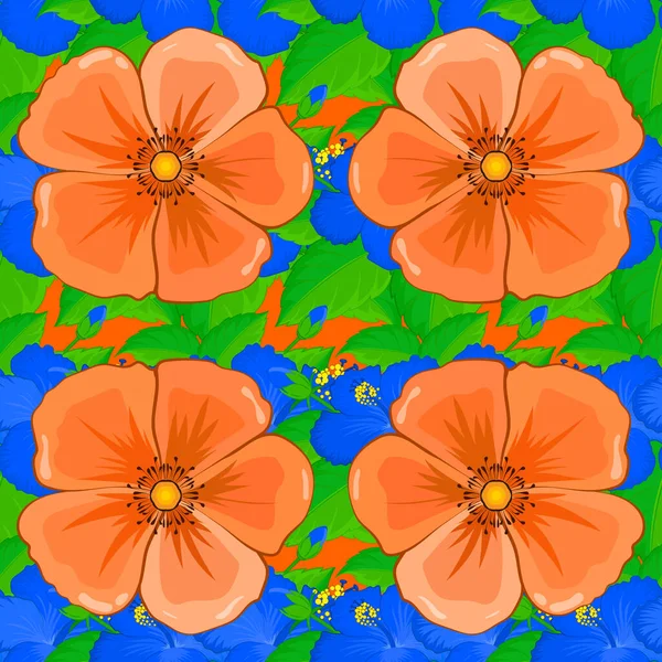 Padrão Flor Cosmos Vetorial Sem Costura Desenhada Mão Fundo Laranja —  Vetores de Stock