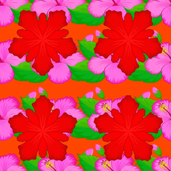 Schöne Vektortextur Nahtloses Muster Mit Niedlichen Blumen Auf Orangefarbenem Hintergrund — Stockvektor