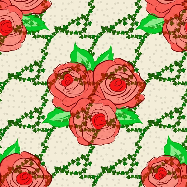 Elegancia Abstracta Sin Contratiempos Con Motivos Florales Fondo Beige Flores — Vector de stock