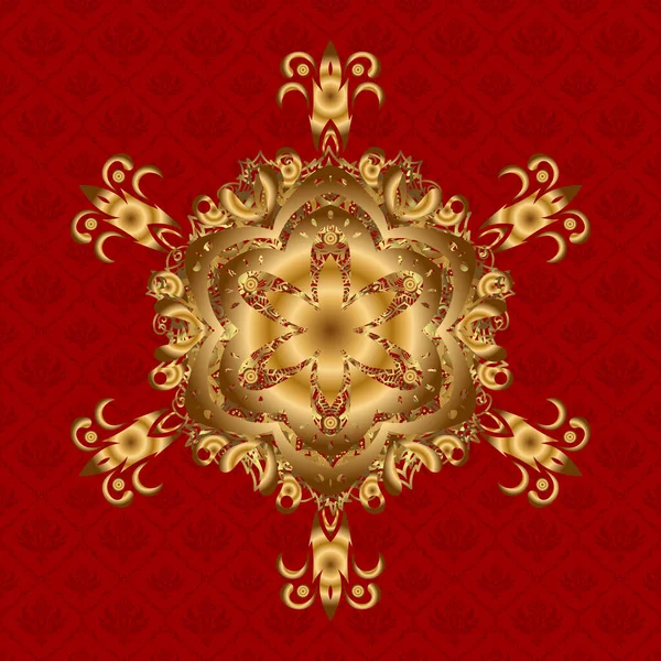 織りのデザイン要素 装飾的なラウンドオーナメント 抗ストレス療法パターン ヨガロゴ 瞑想ポスターの背景 ベクトルアウトライン赤い背景の曼荼羅 珍しい形の東洋系 — ストックベクタ