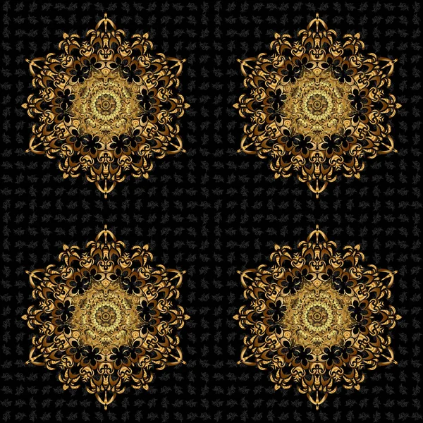 Henna Tätowierung Auf Schwarzem Hintergrund Ethnische Mandala Ornamente Kann Für — Stockvektor