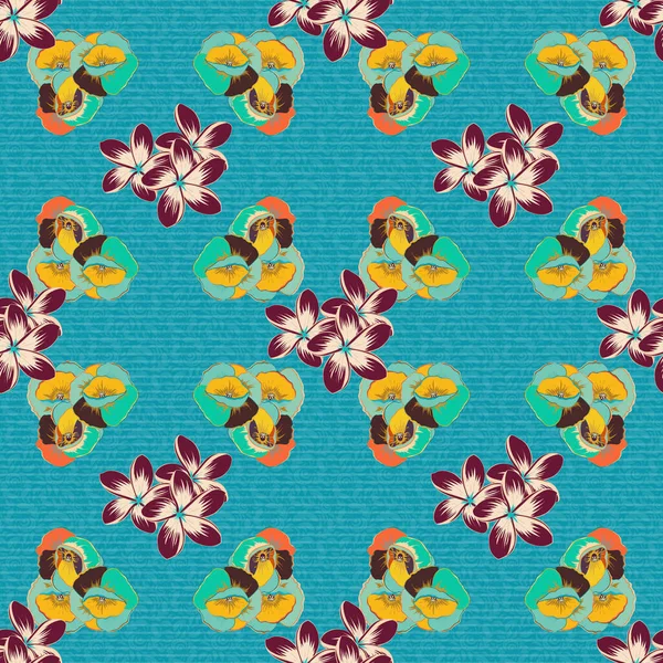 Vector Plumeria Flowers Seamless Pattern Seamless Floral Pattern Yellow Blue — Stock Vector