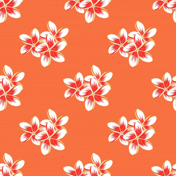 Векторный Бесшовный Узор Фоне Стилизованными Цветками Листьями Плюмажа Белого Оранжевого — стоковый вектор