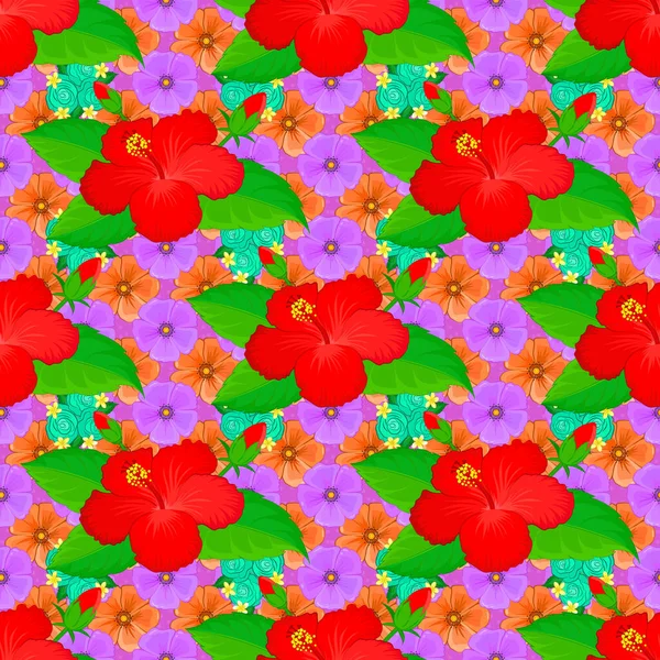 Farbe Nahtlose Florale Vektormuster Illustration — Stockvektor