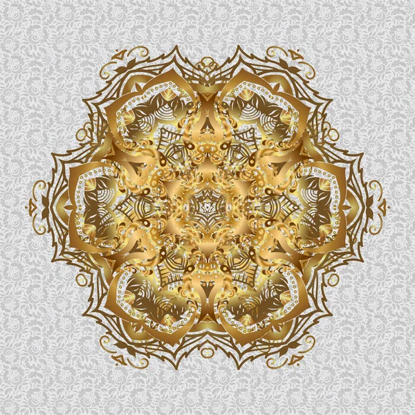 Vector Mandala Pattern Gray Background Mandala Gold Background East Islam — Stock Vector