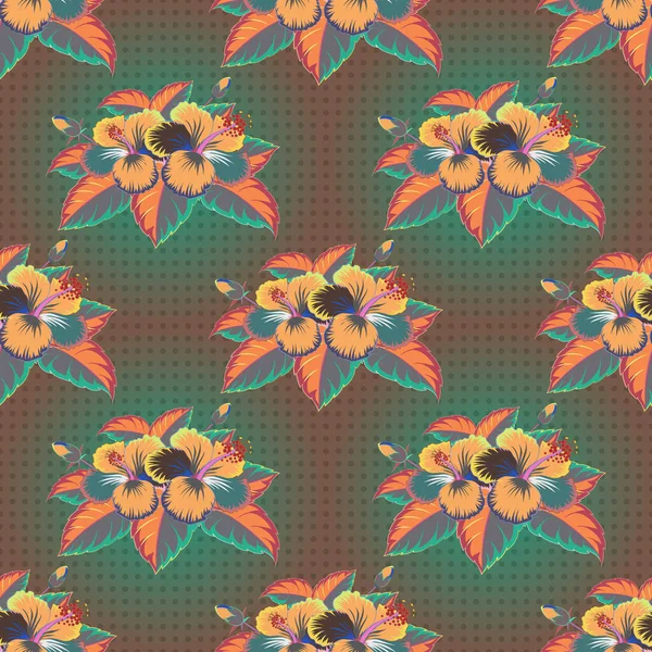 Modèle Floral Hibiscus Vectoriel Floral Motif Sans Couture Fleurs Hibiscus — Image vectorielle