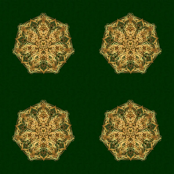 Abstract Mandala Fundal Verde Ilustrație Vectorială Glitter Golden Star — Vector de stoc