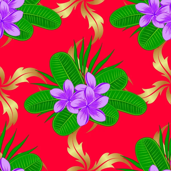 Fundo Vetor Abstrato Padrão Sem Costura Floral Com Flores Plumeria —  Vetores de Stock