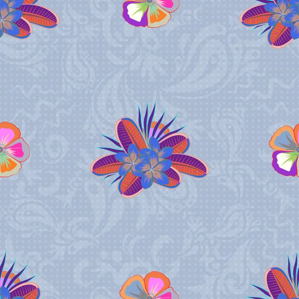 Modelo Floral Sin Costuras Vintage Colores Rosa Azul Ilustración Vectores — Vector de stock