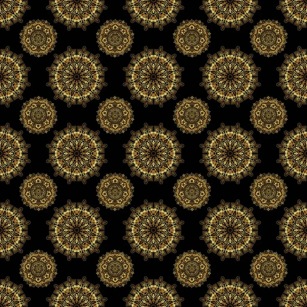 Золотые Стилизованные Звезды Черном Фоне Абстрактный Узор Золотыми Геометрическими Элементами — стоковый вектор