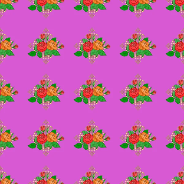 Hermosas Flores Rosa Verdes Hojas Fondo Sin Costuras Abstract Linda — Archivo Imágenes Vectoriales