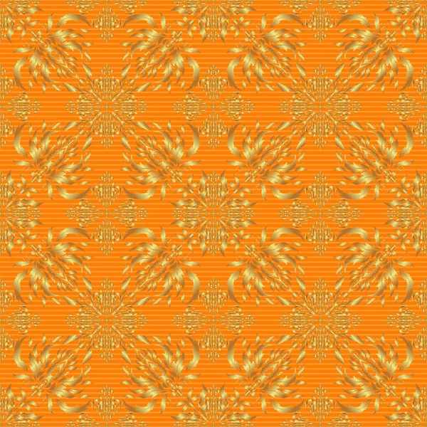 Nahtloses Muster Auf Orangefarbenem Hintergrund Traditioneller Indischer Stil Ornamentale Florale — Stockvektor