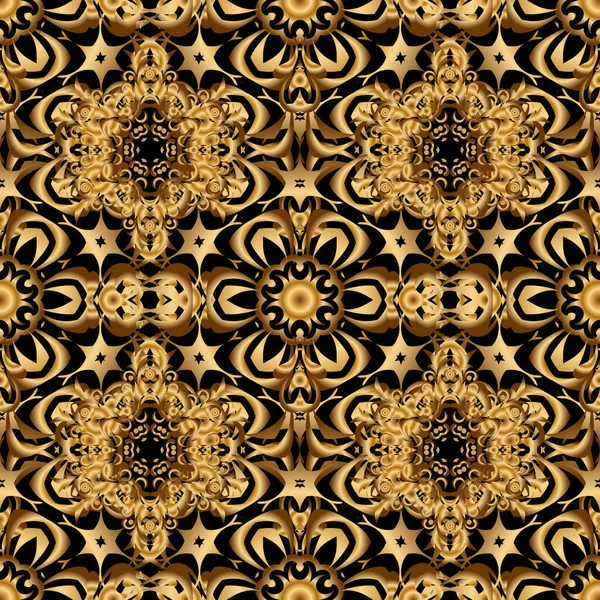 Ornamento Oro Patrón Sin Costura Impresión Vectorial Dorada Sobre Fondo — Vector de stock