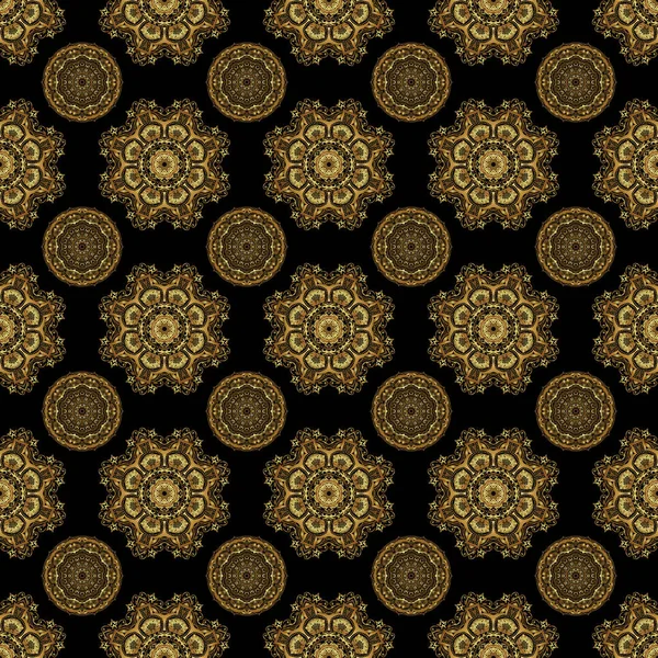 Gold Circles Seamless Pattern Abstract Gold Geometric Modern Design Black — Stock Vector