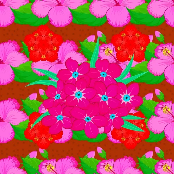 Pintura Derecha Inspirada Impresión Flores Primarias Fondo Sin Costuras Del — Vector de stock