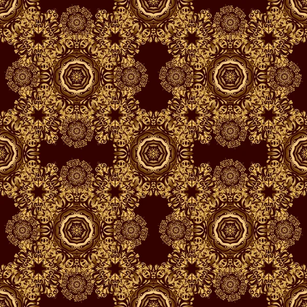 Elegant Vector Classic Seamless Pattern Seamless Abstract Ornament Brown Background — Stock Vector