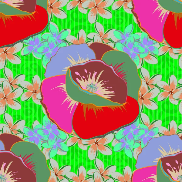 背景纹理 花卉主题 摘要民族向量无缝模式 部落艺术Boho打印 古色古香的花朵背景 — 图库矢量图片