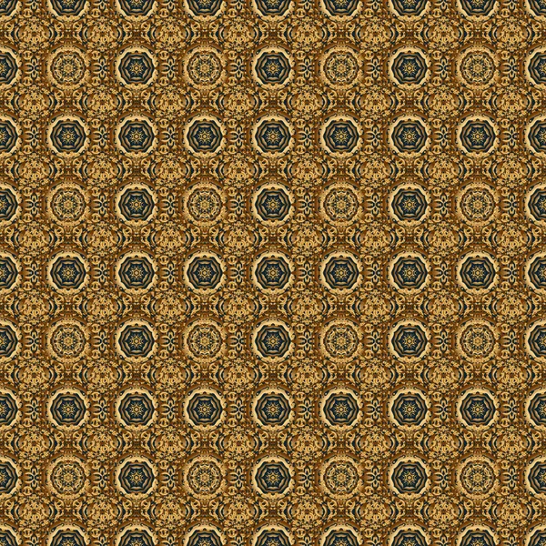 Vektorový Hladký Vzor Tradičního Ornamentálního Pozadí Zlatou Kruhovou Mandalou Hvězdami — Stockový vektor