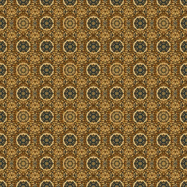 Modelo Sin Costuras Fondo Ornamental Tradicional Con Mandala Circular Oro — Vector de stock