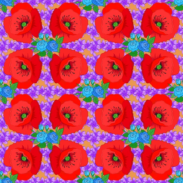 Motif Floral Ethnique Sans Couture Sur Fond Brun Avec Des — Image vectorielle