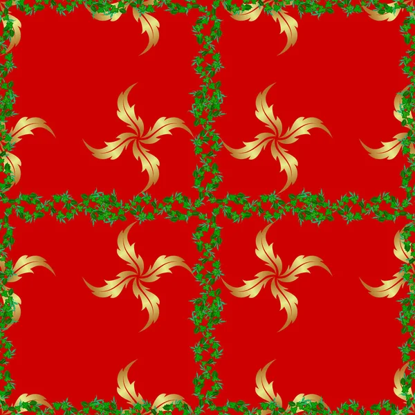 Векторні Ілюстрації Етнічний Квітковий Безшовний Візерунок Червоному Тлі — стоковий вектор