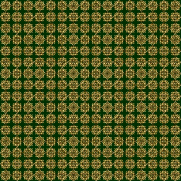 Pudelschmuck Auf Grünem Hintergrund Vektornahtloser Hintergrund Farbige Muster Antik — Stockvektor