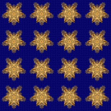 Mavi arka planda altın desenli bir resim. Logo, simge, sembol, amblem, monogram çerçeve oluşturma şablonu. Olağandışı soyut lüks dekor kavramı. Raster tasarım elemanı. Doğrusal eğilim biçimi.