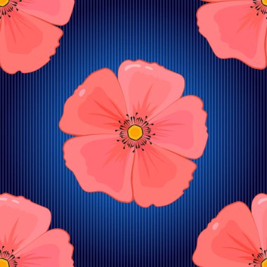 Mavi, mor ve pembe renklerde sevimli kozmos çiçekleriyle kusursuz desen. Vektör illüstrasyonu.