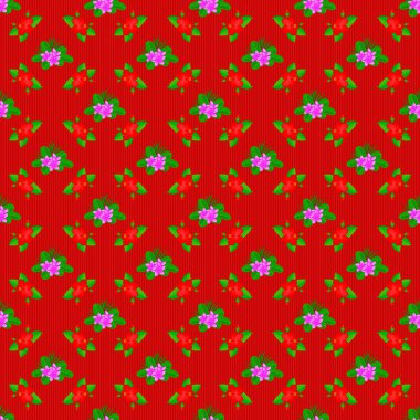 Bahar mahsulü çiçekli arka plan. Güzel bir doku. Kırmızı arka planda sevimli amber çiçekleri olan kusursuz desen.