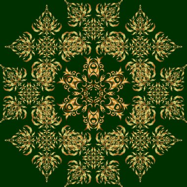 Ikat damaske desensiz arkaplan fayansı. Yeşil arkaplana Motley karalamaları.