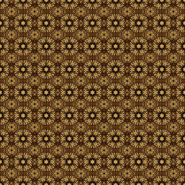 Şatafatlı çiçeksiz desen, düğme desenli doku, eski tarz dekoratif elementler. Raster illüstrasyonu. Altın yıldızlı zarif altın süs, süslü siyah arka planda filigran dekoru.