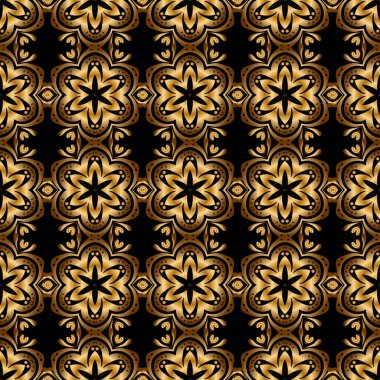 Tasarımlarınız ve geçmişleriniz için siyah ve altın desenli. Ambalaj kağıdı, kumaş ya da tekstil için modern geometrik kusursuz desen. Klasik süs.