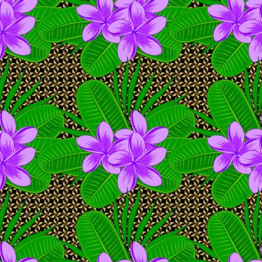 Kusursuz çiçek süsü. Kraliyet tesisatlarıyla modern tesisat desenli çiçek deseni. Siyah bir arkaplanda renkli yönelim deseni.