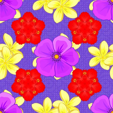 Güzel suluboya kozmos çiçekleri, parlak tablolar çiçek desenlerine ilham kaynağı oldu. Menekşe arkaplanda vektörsüz desen.