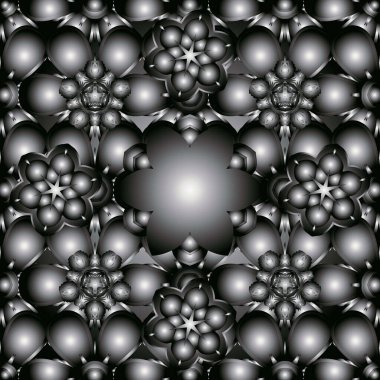 Gümüş folyo dokusu. Art deco tarzı. Gri, beyaz ve siyah arka planda soyut gümüş geometrik modern tasarım. Gümüş halkalar kusursuz desen. Vektör parlak arkaplan.