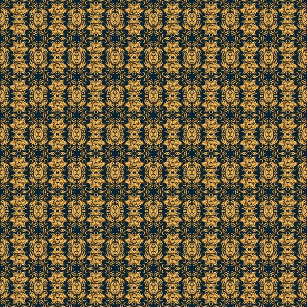 Векторний Безшовний Візерунок Традиційного Декоративного Фону Золотими Круглими Мандалами Зірками — стоковий вектор