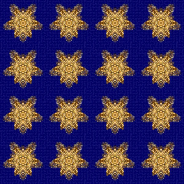 Mavi arka planda altın desenli bir resim. Logo, simge, sembol, amblem, monogram çerçeve oluşturma şablonu. Olağandışı soyut lüks dekor kavramı. Raster tasarım elemanı. Doğrusal eğilim biçimi.