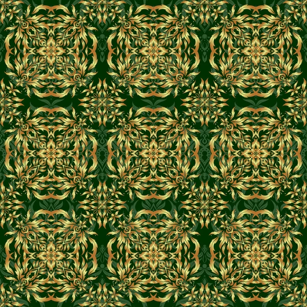 Oriental Στολίδι Απρόσκοπτη Μοτίβο Στο Στυλ Του Μπαρόκ Ένα Πράσινο — Διανυσματικό Αρχείο