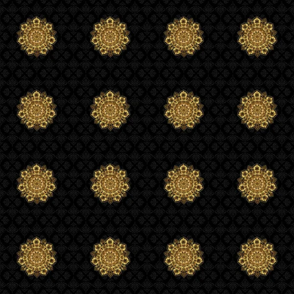 Siyah Üzerine Altın Zole Edilmiş Mandala Logosu Biyoloji Çevre Şirketi — Stok Vektör
