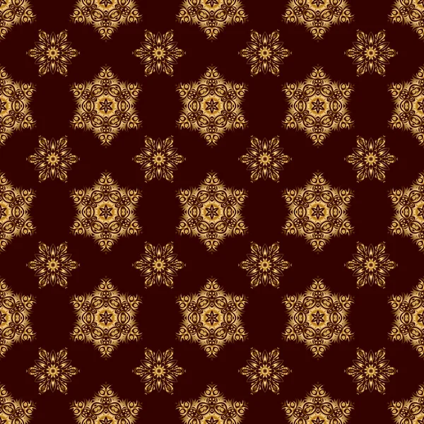 Raster Oriental Style Arabesques Бесшовный Узор Золотыми Элементами Кудрями Орнаментами — стоковый вектор