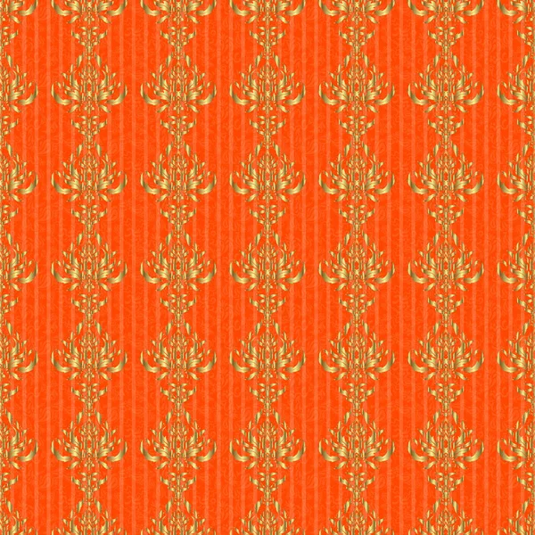 Seamless Pattern Luxury Ornament Orange Background Vector Illustration Elegant Christmas — Stock Vector