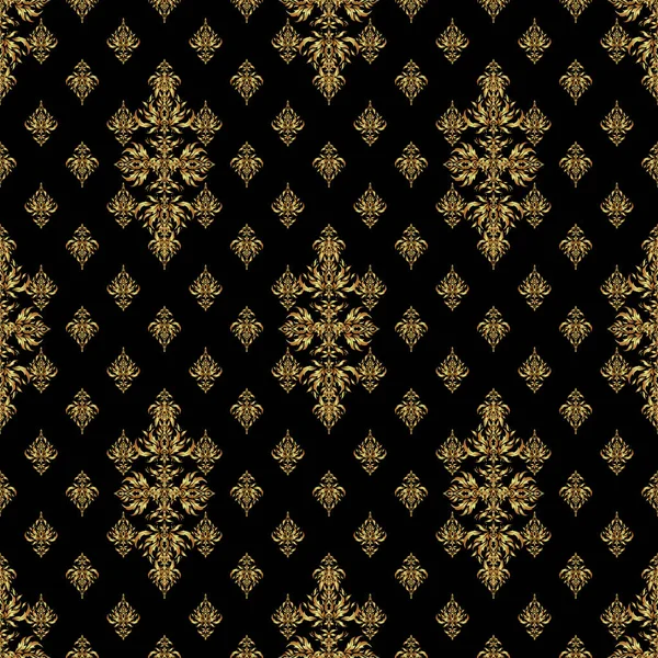 Zwart Gouden Patroon Elegante Vector Klassiek Naadloos Patroon Naadloos Abstract — Stockvector