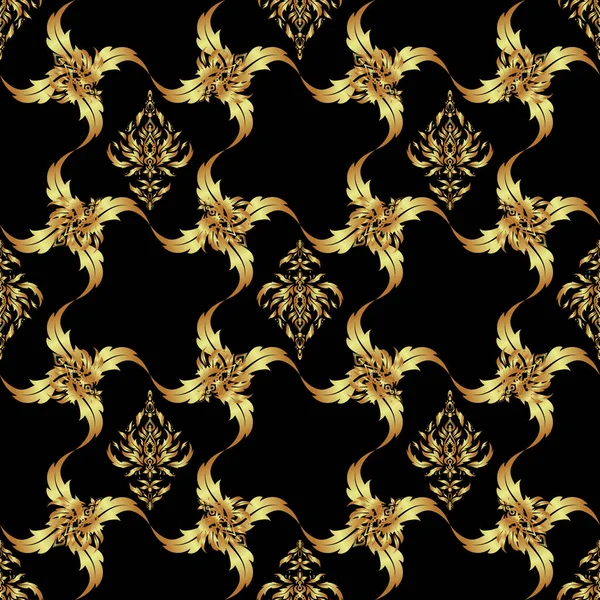 Vintage Seamless Floral Pattern Decoration Fabric Textile Interior Handmade Raster — Stock Vector