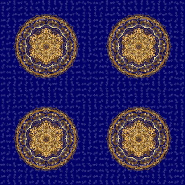 Voor Huwelijksuitnodiging Boekomslag Flyer Blauwe Achtergrond Met Gouden Ornament Mandala — Stockvector