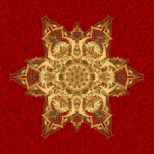 Golden Mandala Logo Red Background Sacred Geometric Vector Symbol Many — Stock Vector