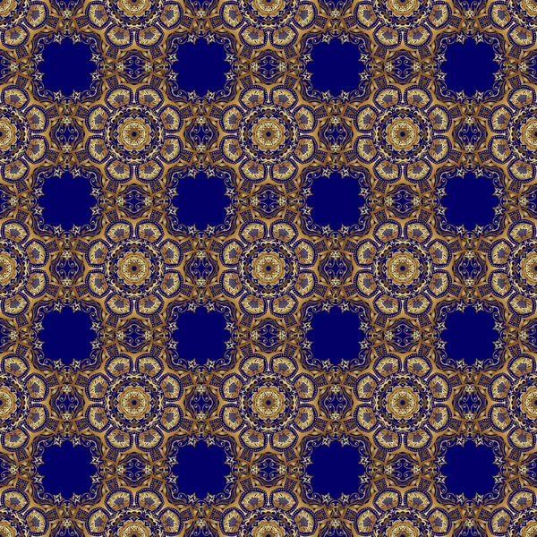 Растровий Синій Золотий Візерунок Ваших Дизайнів Фонів Сучасний Геометричний Безшовний — стоковий вектор