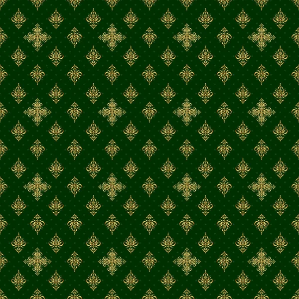 Modern Geometrisch Naadloos Patroon Met Goud Herhalende Elementen Een Groene — Stockvector