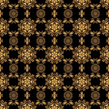 Taylandlı hatlar, siyah bir arka planda altın desenli. Geleneksel Tayland altın arka planı ve ızgaralı dokusu. Yazdırma, kumaş veya tekstil için altın desenli Tayland ipeği biçimi vektör tasarımı.